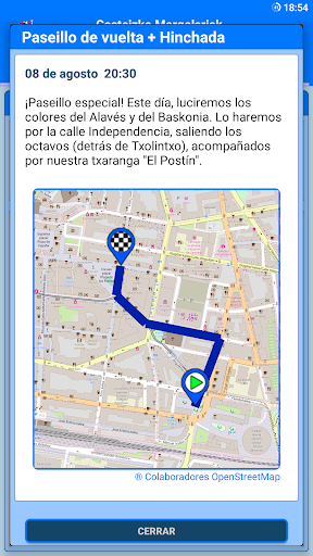 GPS maps in the Gasteizko Margolariak app.