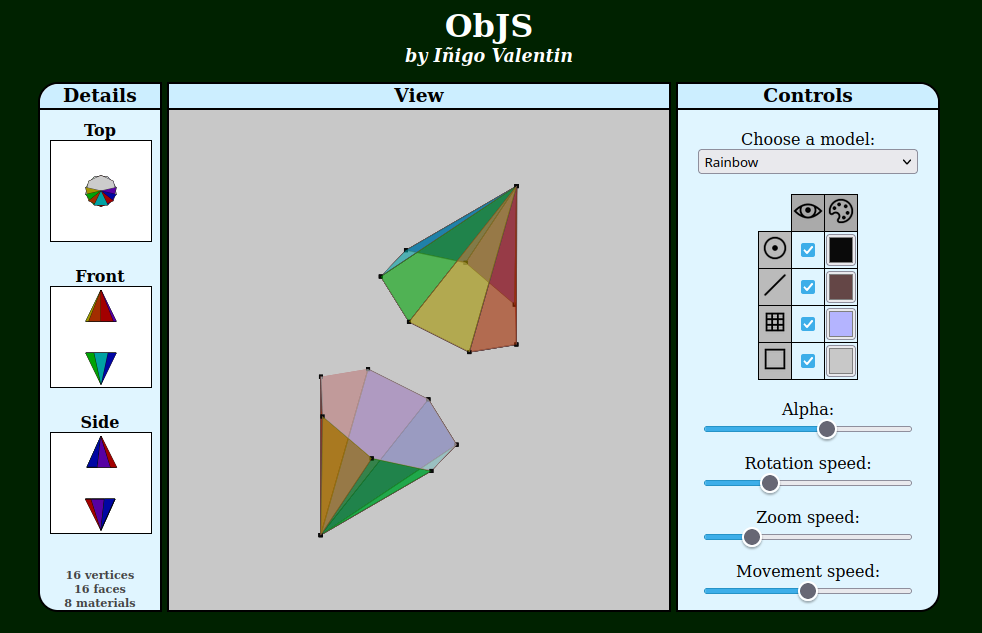Multicolor model in ObJS.